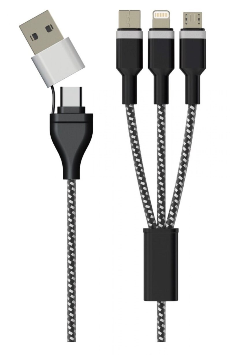 Sinox PRO X 6-í-1 Kaðal við Lightning, USB C og Micro USB. 1m